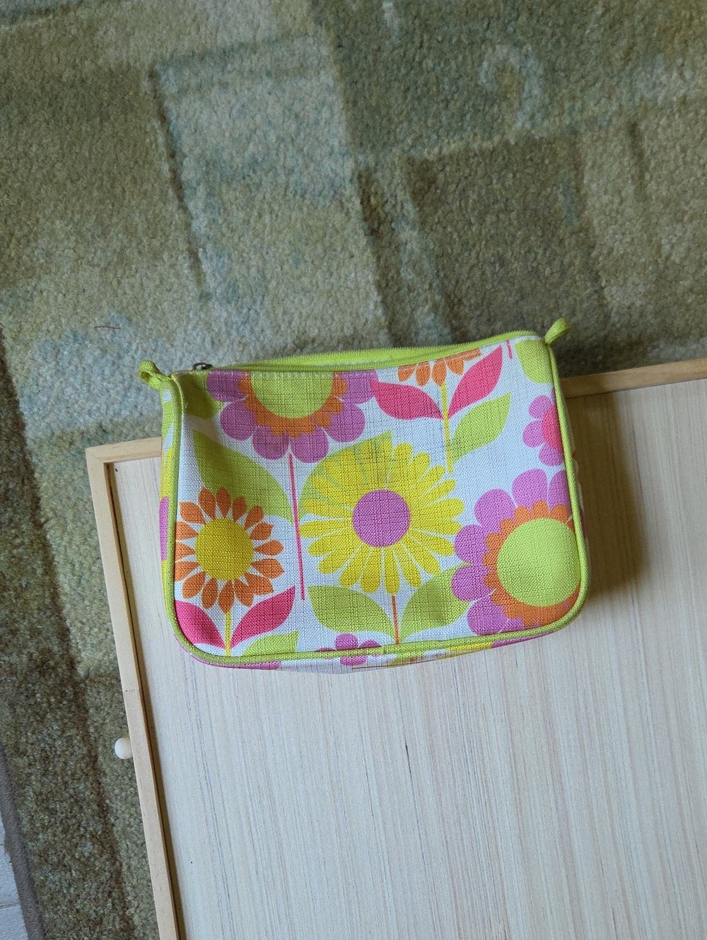 2 Clinique Floral Canvas Cosmetic Pouch — Yellow, Pink & Orange